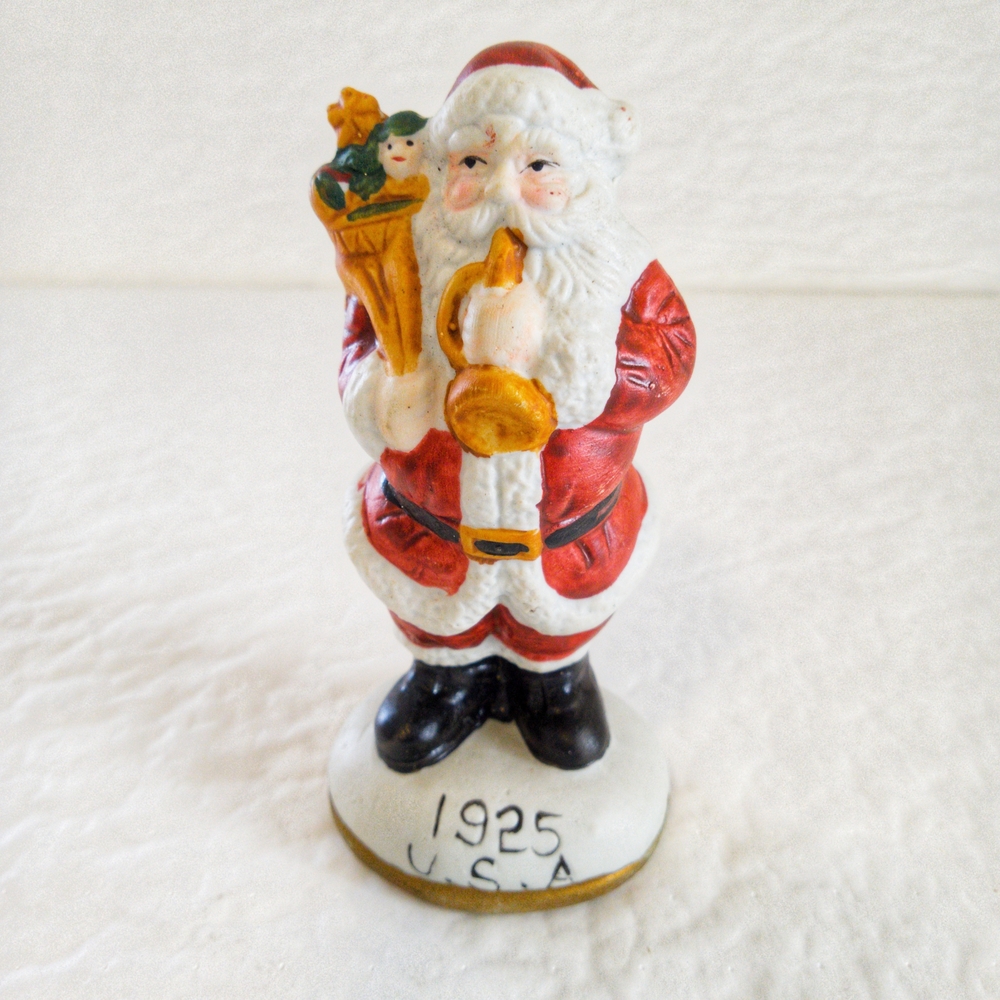 Vintage Santa Claus Figurine - Red, White, and Gold
